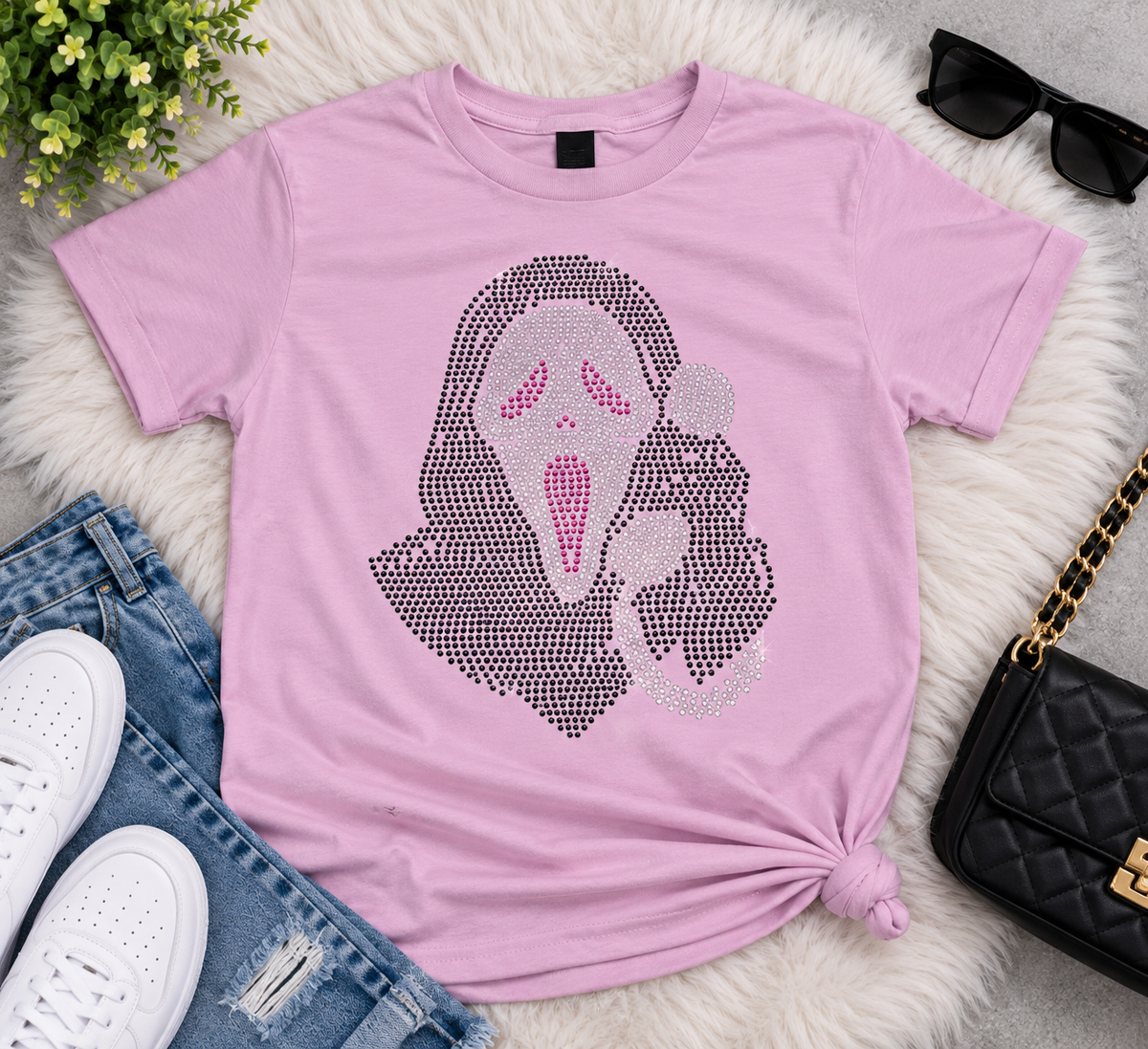 Rhinestone Horror Mask Tee